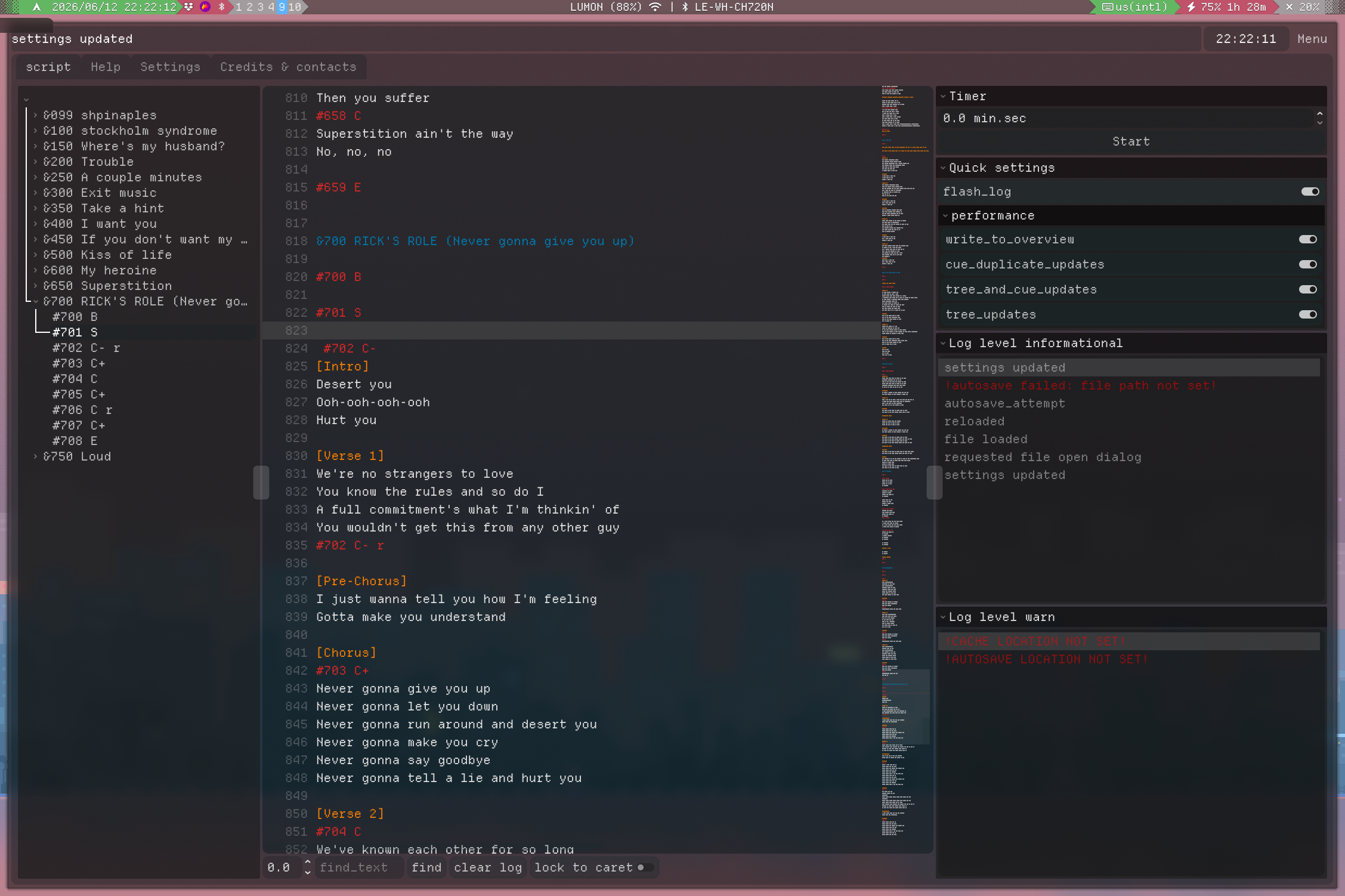 Script page of AutoQ