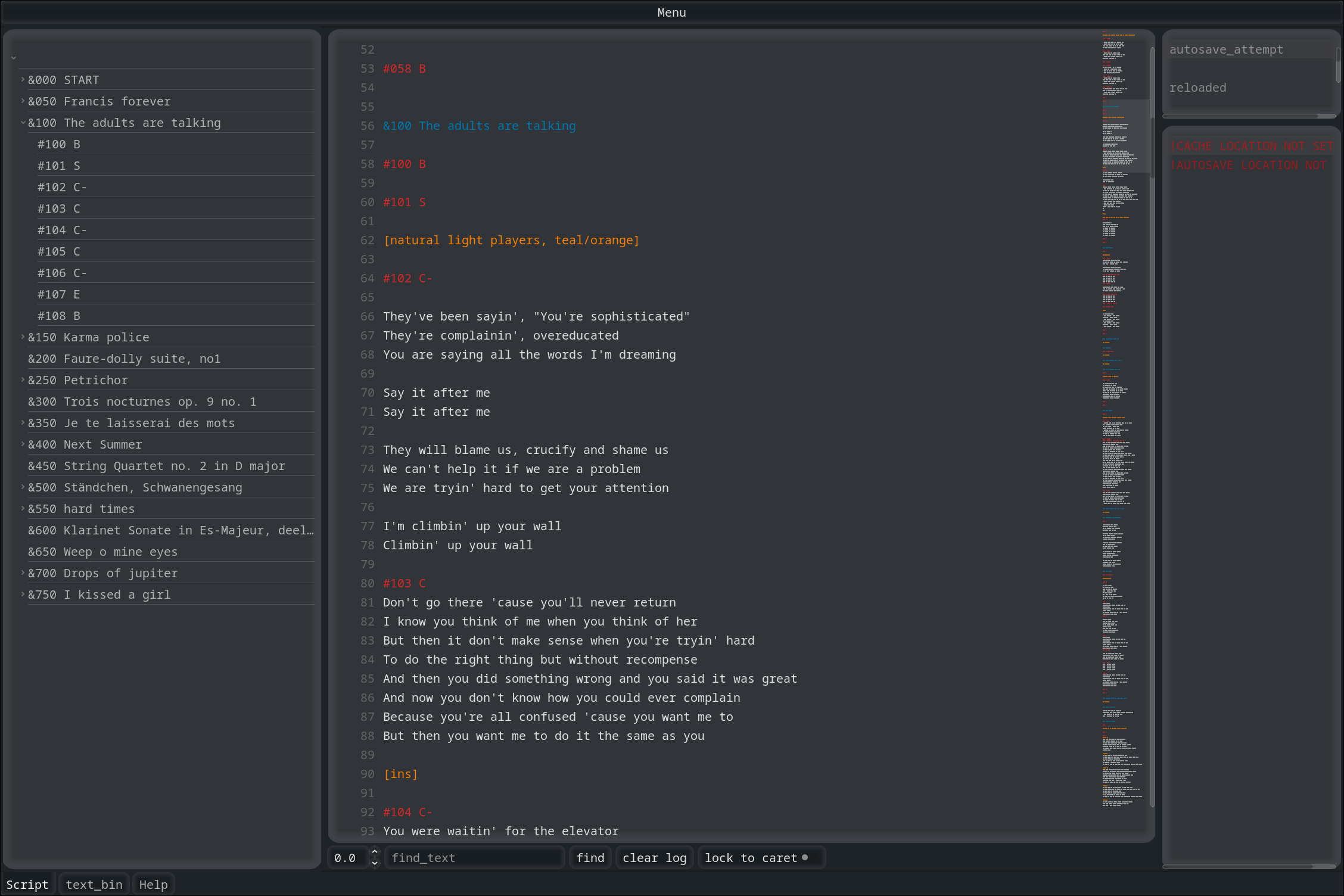 Script page of AutoQ