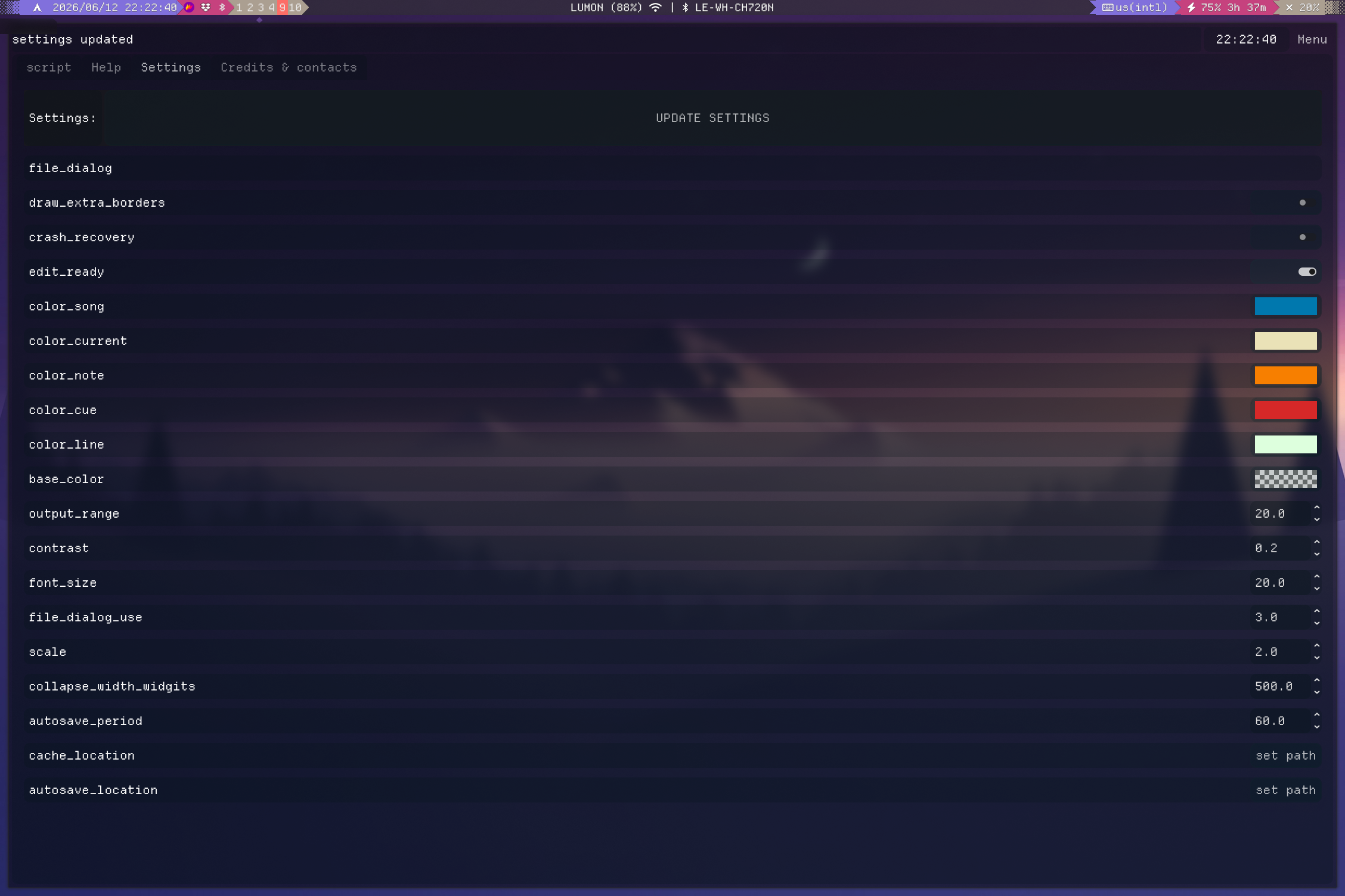 Settings page of AutoQ
